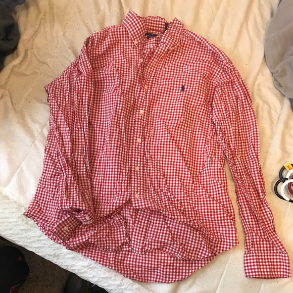 red checkered polo